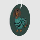 Wiener Dog Christmas Ugly Sweater Dachshund Pet  オーナメント (正面)