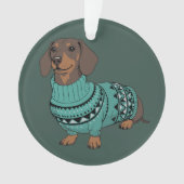 Wiener Dog Christmas Ugly Sweater Dachshund Pet  オーナメント (正面)