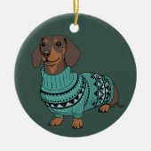 Wiener Dog Christmas Ugly Sweater Dachshund Pet  セラミックオーナメント (正面)