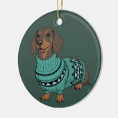 Wiener Dog Christmas Ugly Sweater Dachshund Pet  セラミックオーナメント (左)