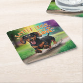 Wiener Dog Little legs愛の多く スクエアペーパーコースター (アングル)