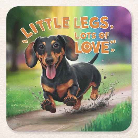 Wiener Dog Little legs愛の多く スクエアペーパーコースター (正面)