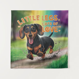 Wiener Dog Little legs愛の多く タペストリー