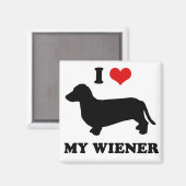 WIENER DOG TEES - "私は私のWienerを愛している" マグネット (正面/裏面)