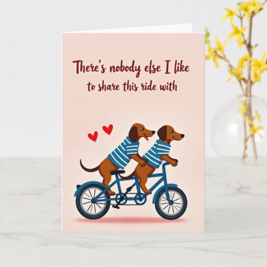 Wiener Dogs Tandem Love Card カード (黄色い花)
