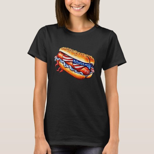 Wiener Hotdog Costume USA 4th of July Party Outfit Tシャツ (正面)