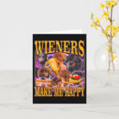Wieners Make Me Happy Funny Dachshund Dog Lover  カード (黄色い花)