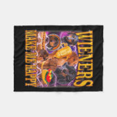 Wieners Make Me Happy Funny Dachshund Dog Lover  フリースブランケット (正面(横))