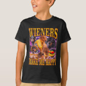 Wieners Make Me Happy Funny Dachshund Dog Lover Tシャツ (正面)