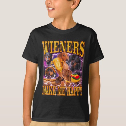 Wieners Make Me Happy Funny Dachshund Dog Lover  Tシャツ (正面)