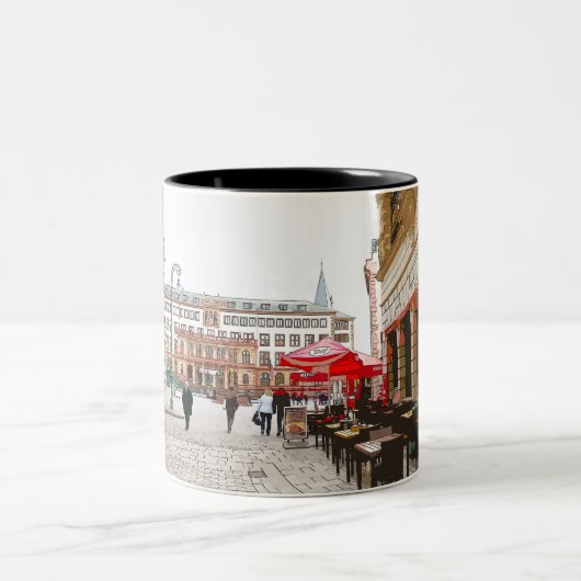 Wiesbaden, Marktplatz, Rathaus - Germany ツートーンマグカップ (中央)