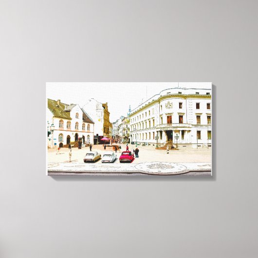 Wiesbaden, Marktplatz, Street view - Germany キャンバスプリント (正面)