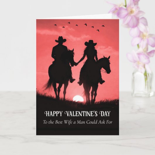 Wife Cute Happy Valentines Day Country Western カード (蘭)