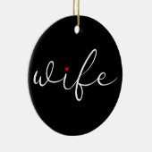 Wife Definition白黒スクリプト赤いハート セラミックオーナメント (右)