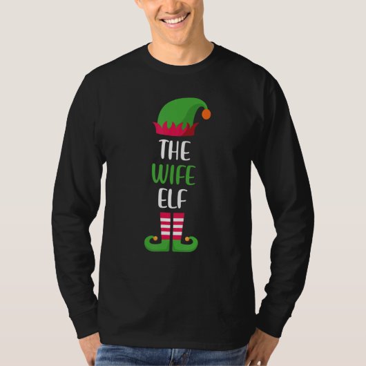 Wife Elf Family Matching Group Christmas Pajama Tシャツ (正面)