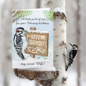 Wife Happy February Birthday Downy Woodpecker カード
