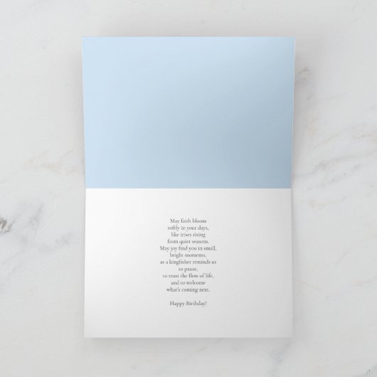 Wife Happy February Birthday Kingfisher with Iris カード (内部)