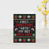 Wife Husband First Christmas Just Married Christma カード (黄色い花)