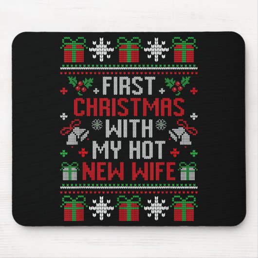 Wife Husband First Christmas Just Married Christma マウスパッド (正面)
