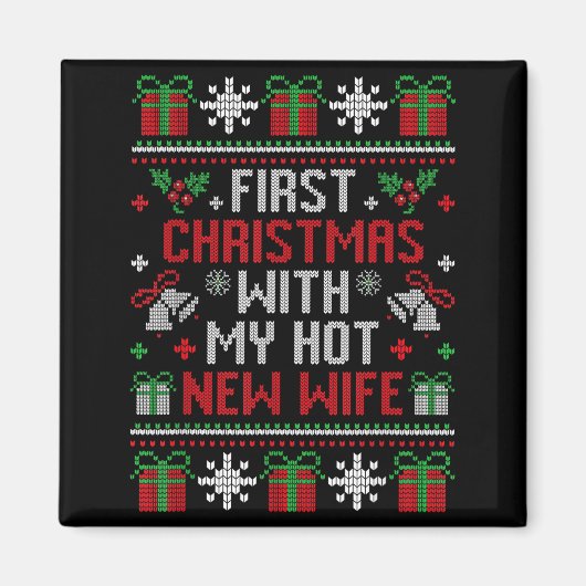 Wife Husband First Christmas Just Married Christma マグネット (正面)