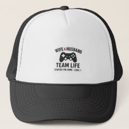 “Wife & Husband Team Life Cap – Just Married Coupl キャップ