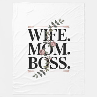 Wife. Mom. Boss. フリースブランケット