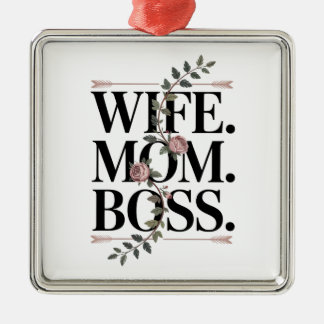 Wife. Mom. Boss. メタルオーナメント