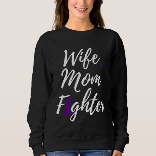 Wife Mom Fighter Multiple System Atrophy Awareness スウェットシャツ (正面)