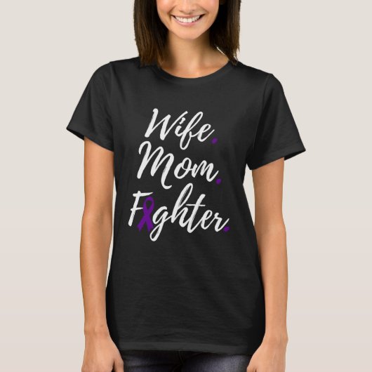 Wife Mom Fighter Multiple System Atrophy Awareness Tシャツ (正面)