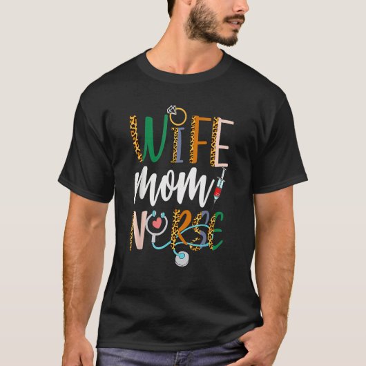 Wife Mom Nurse Womens RN LPN Mothers Day Nurse Wee Tシャツ (正面)