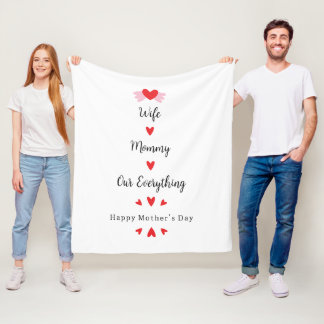 Wife Mommy Our Everything Cute Mother's day Sweet フリースブランケット