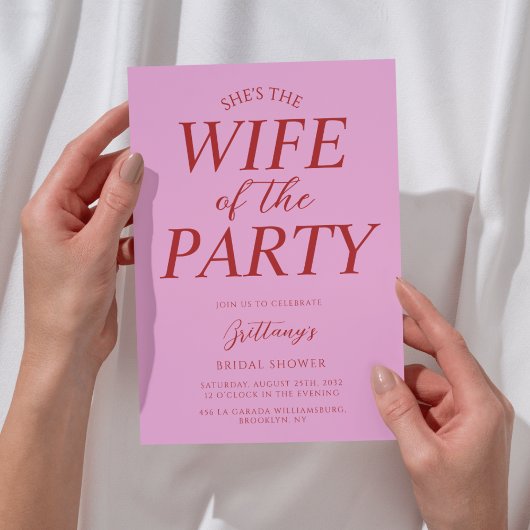 Wife of the Party Pink Bridal Shower  招待状