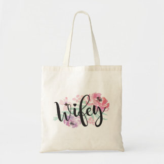 Wifeyのギフト項目がある花のトートバックの花嫁 トートバッグ