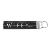 Wifeyの薄いブルーライン警察の妻の役人のキーホルダー リストバンドキーホルダー (鍵右)