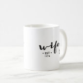 Wifeyカスタムで設立されたパーソナライズされた年 コーヒーマグカップ (正面右)