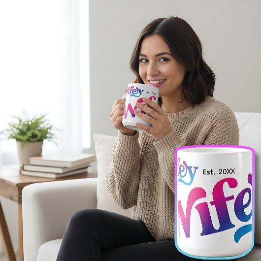 Wifeyカップル結婚の記念日カスタムのカラフル コーヒーマグカップ