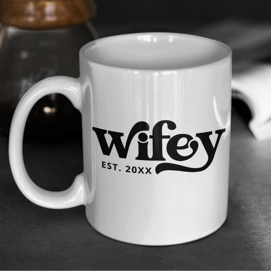Wifeyカップル結婚の記念日カスタムレトロ コーヒーマグカップ