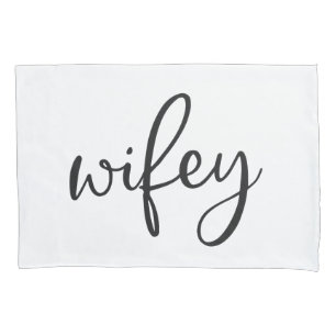 Wifeyグラフィック白黒タイポグラフィ 枕カバー