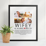 Wifeyフォトコラージュ私たちはあなたについて愛するものリスト ポスター<br><div class="desc">あなたの妻について愛するものをリストをコンパイルし、写真を追加お気に入りのし、あなたが彼女が宝物になるギフトを持っている！誕生日やクリスマス、記念日、バレンタインデーにも最適♥</div>