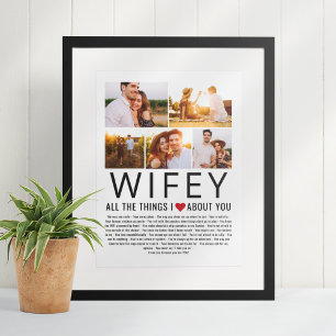Wifeyフォトコラージュ私たちはあなたについて愛するものリスト ポスター