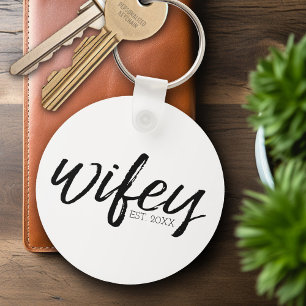 Wifey -花嫁のためのお洒落で黒い書道 キーホルダー