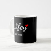 Wifey Custom Date Bride, Fiance Gift コーヒーマグカップ (正面左)