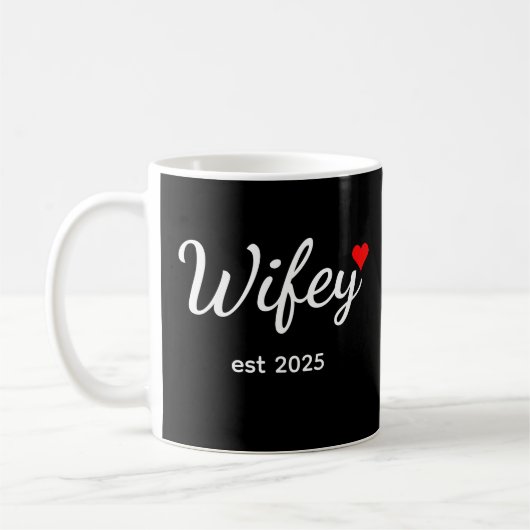 Wifey Custom Date Bride, Fiance Gift コーヒーマグカップ (左)