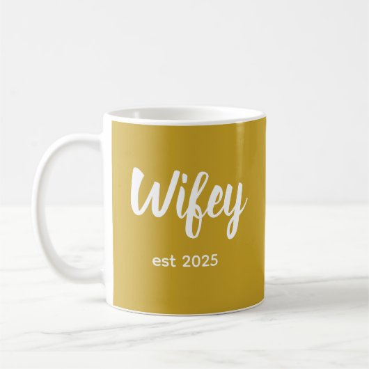 Wifey Custom Gold Bride, Fiance Gift コーヒーマグカップ (左)