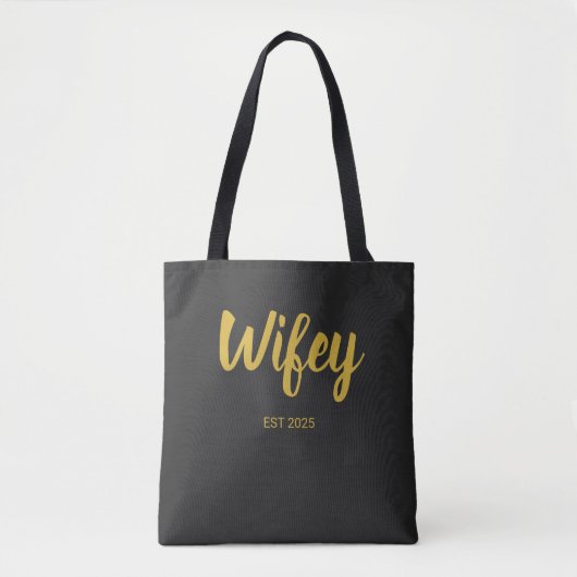 Wifey Custom Gold Bride, Fiance Gift トートバッグ (正面)