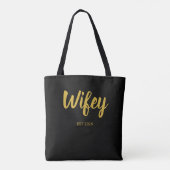 Wifey Custom Gold Bride, Fiance Gift トートバッグ (裏面)