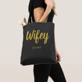 Wifey Custom Gold Bride, Fiance Gift トートバッグ (クローズアップ)