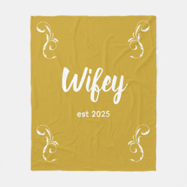 Wifey Custom Gold Bride, Fiance Gift フリースブランケット