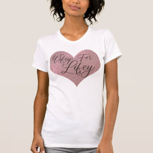 Wifey for Lifey引用文バラ金ゴールドグリッターハート Tシャツ