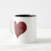 Wifey for Lifey引用文レッドグリッターハート ツートーンマグカップ (正面左)